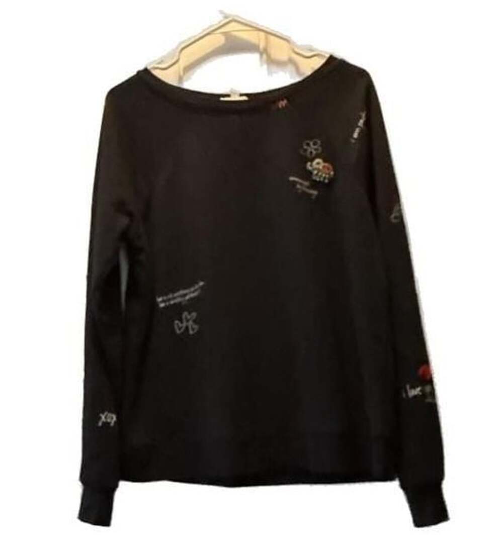 All and Malloy Black Graphic Embroidered Sweatshirt